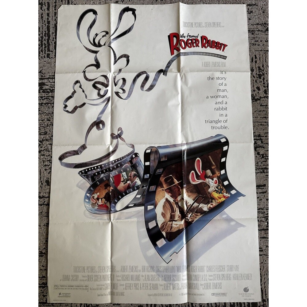 WHO FRAMED ROGER RABBIT MOVIE POSTER Original SS 27x40 DISNEY ANIMATION 1988